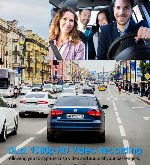 Abask Dashcam Auto Vorne Hinten Dual 1080P FHD Auto Kamera mit 320°  Weitwinkel 3 Zoll Bildschirm, G-Sensor, Loop-Aufnahme, WDR, Parkmonitor