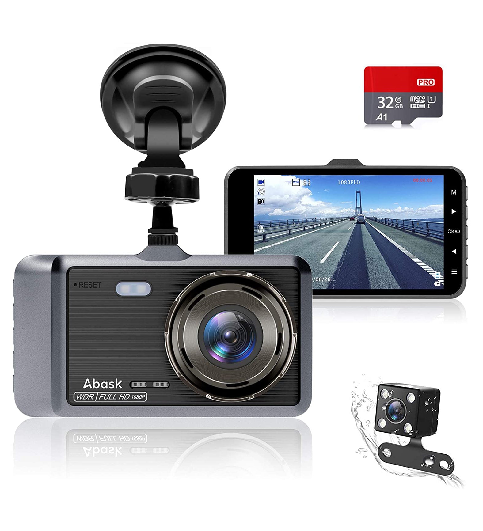 TOGUARD 4K Dual Dash Cam Car Camera, UHD 4K+1080P Driving recorder , 3 Inch  Screen Car Dash Camera Front and Rear Camera for Car WDR, Wide Angle